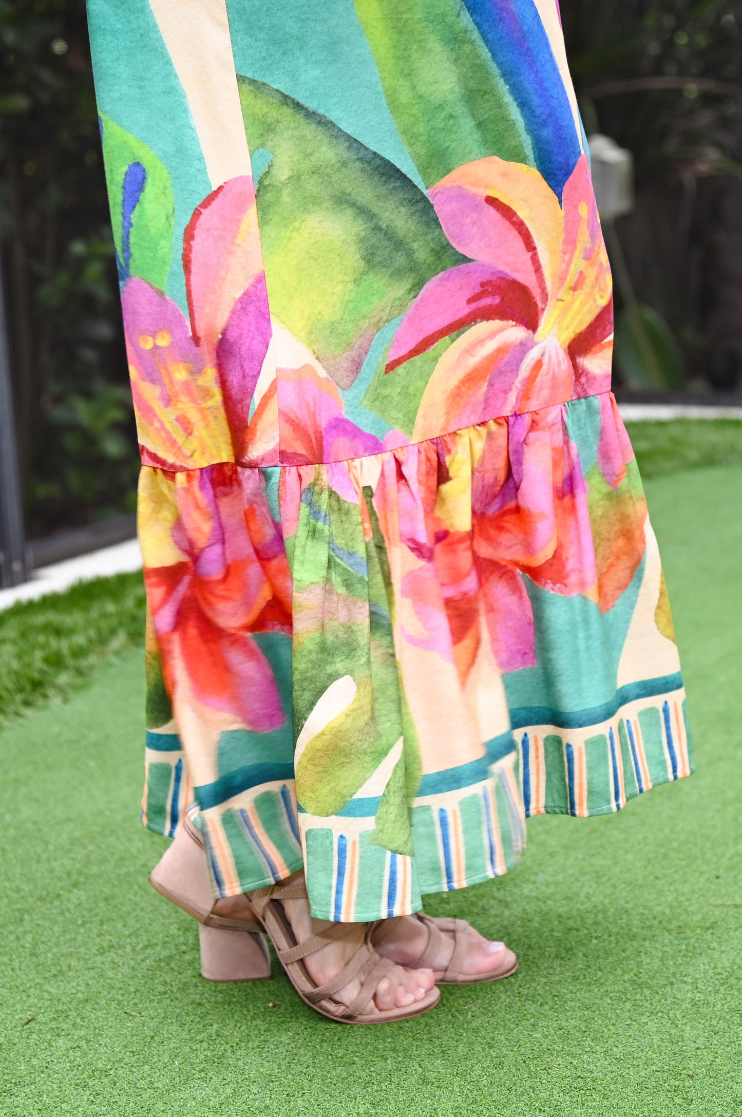 Aquarelle Open Back Maxi Dress