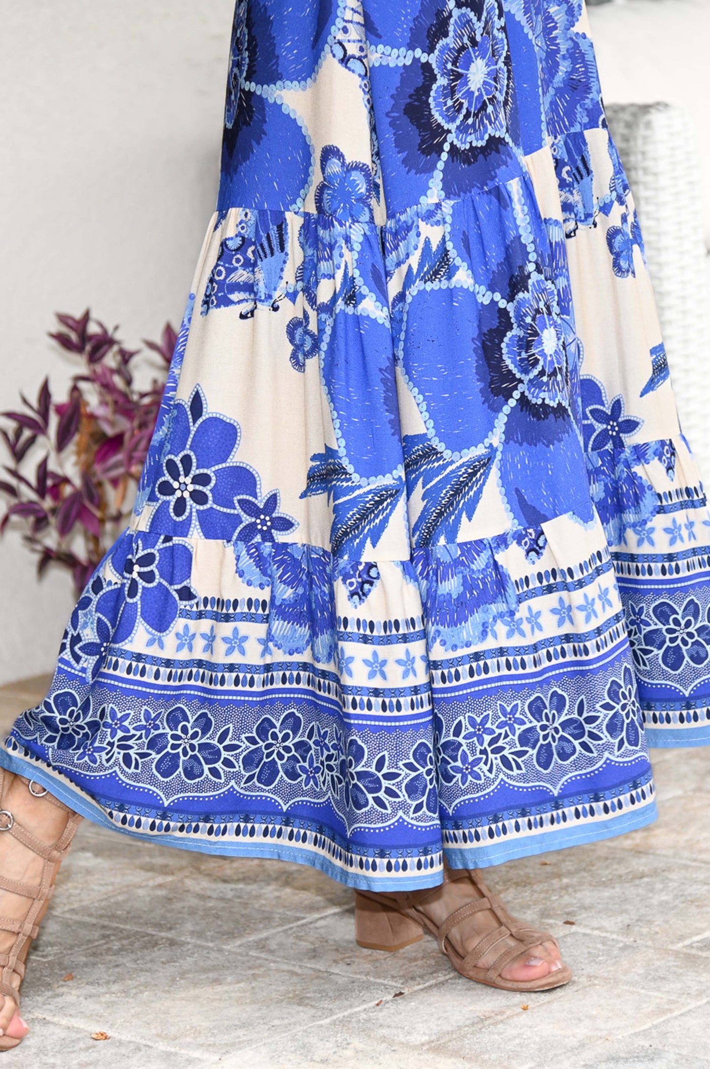 Floral Lace Waist Midi Dress