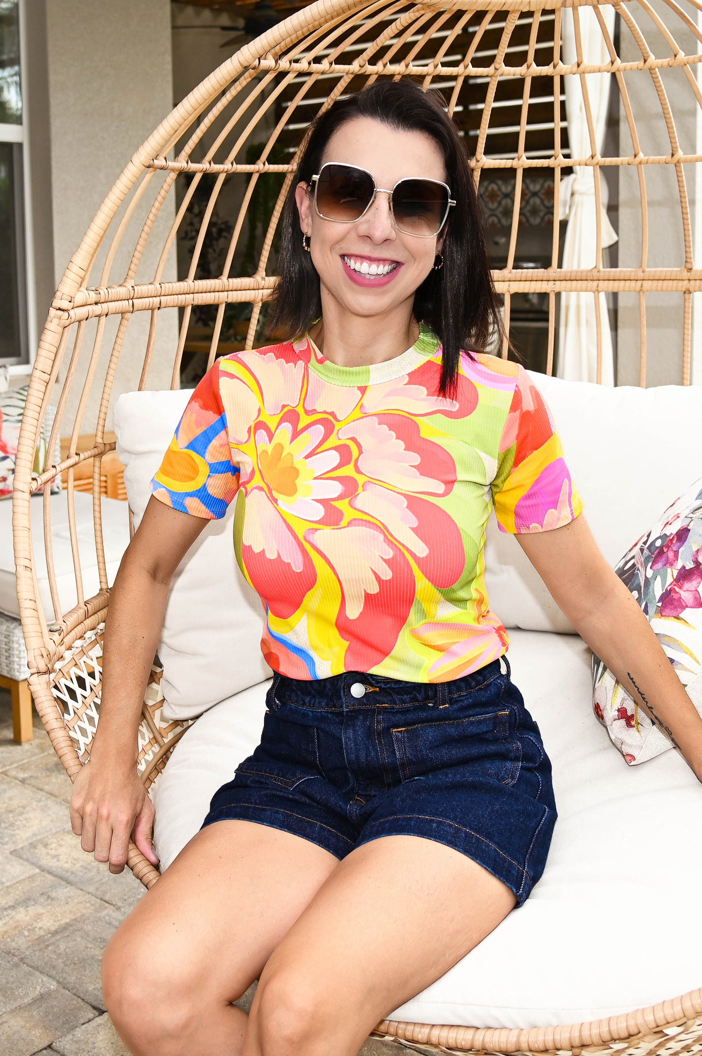 Floral Print Short Sleeve Tee | T-Shirt