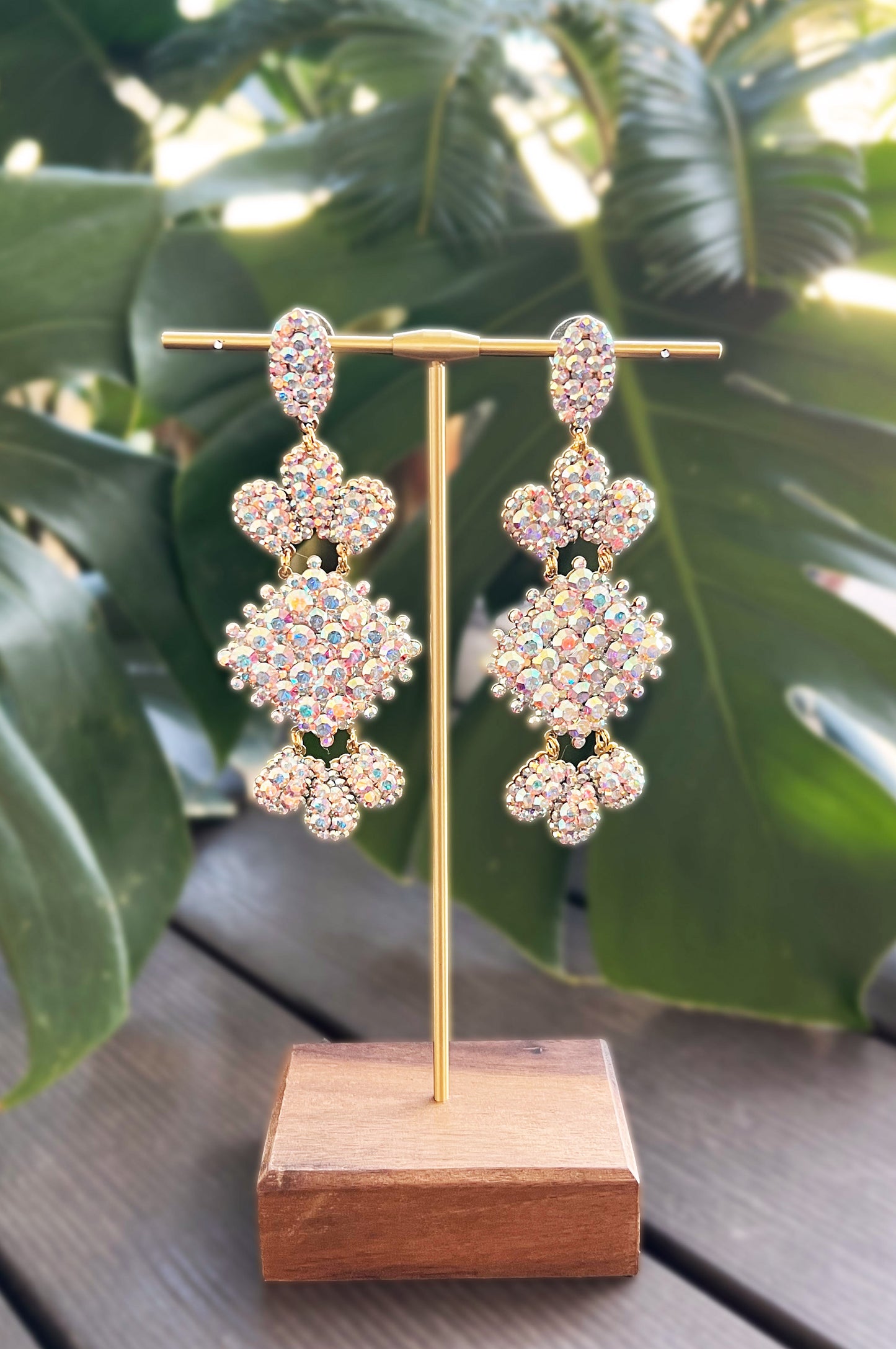 Geo Luxe Crystal Earrings - Iridescent