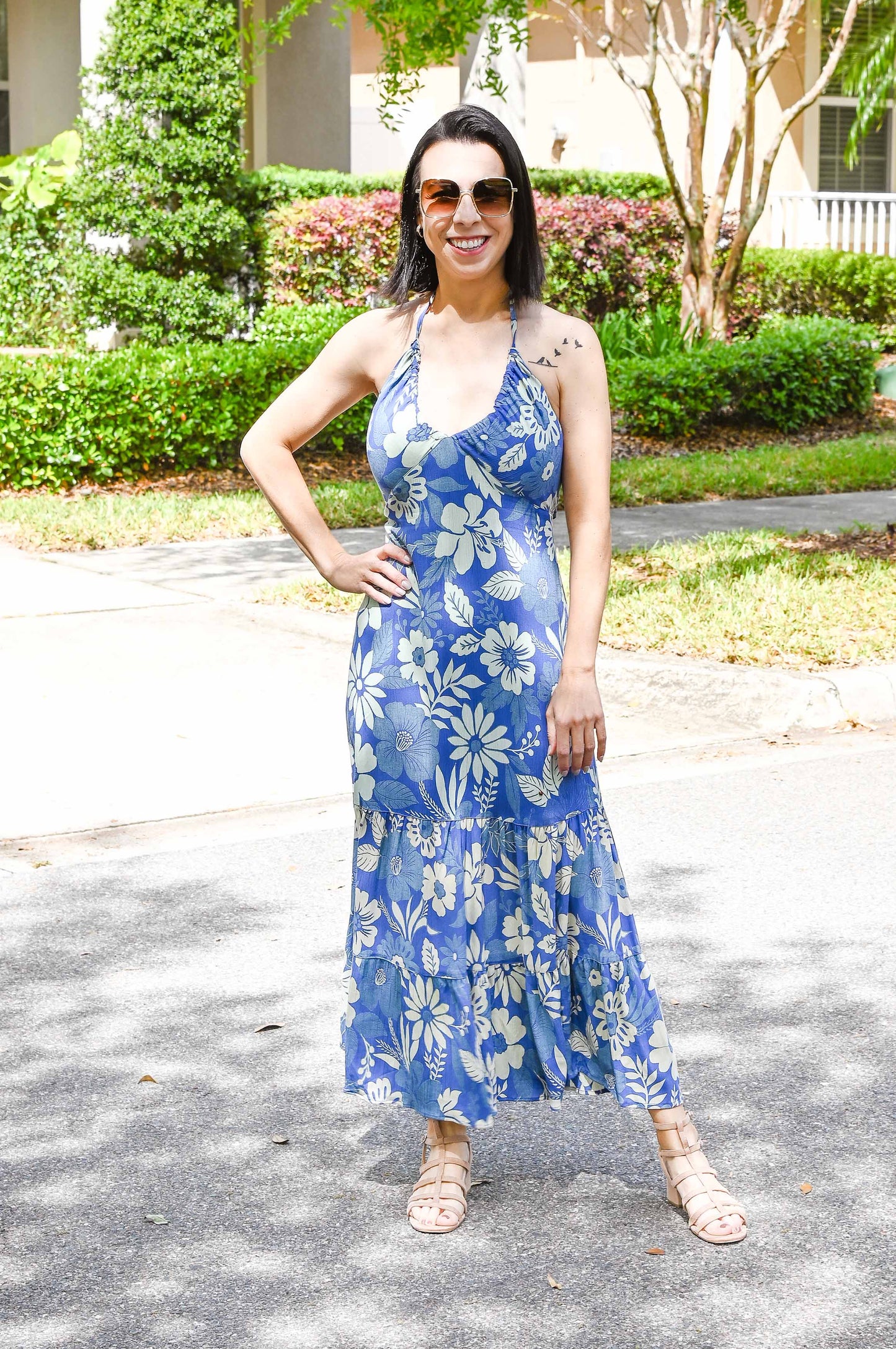 Indy Halter Cut-Out Back Floral Maxi Dress