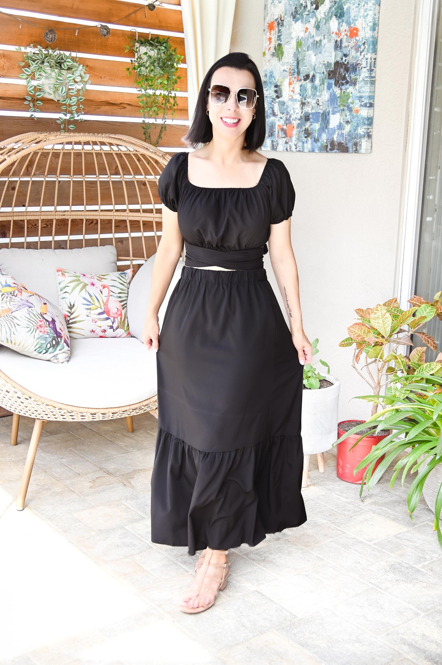 Helle 2-Piece Maxi Skirt Set - Black | Outfit Sets