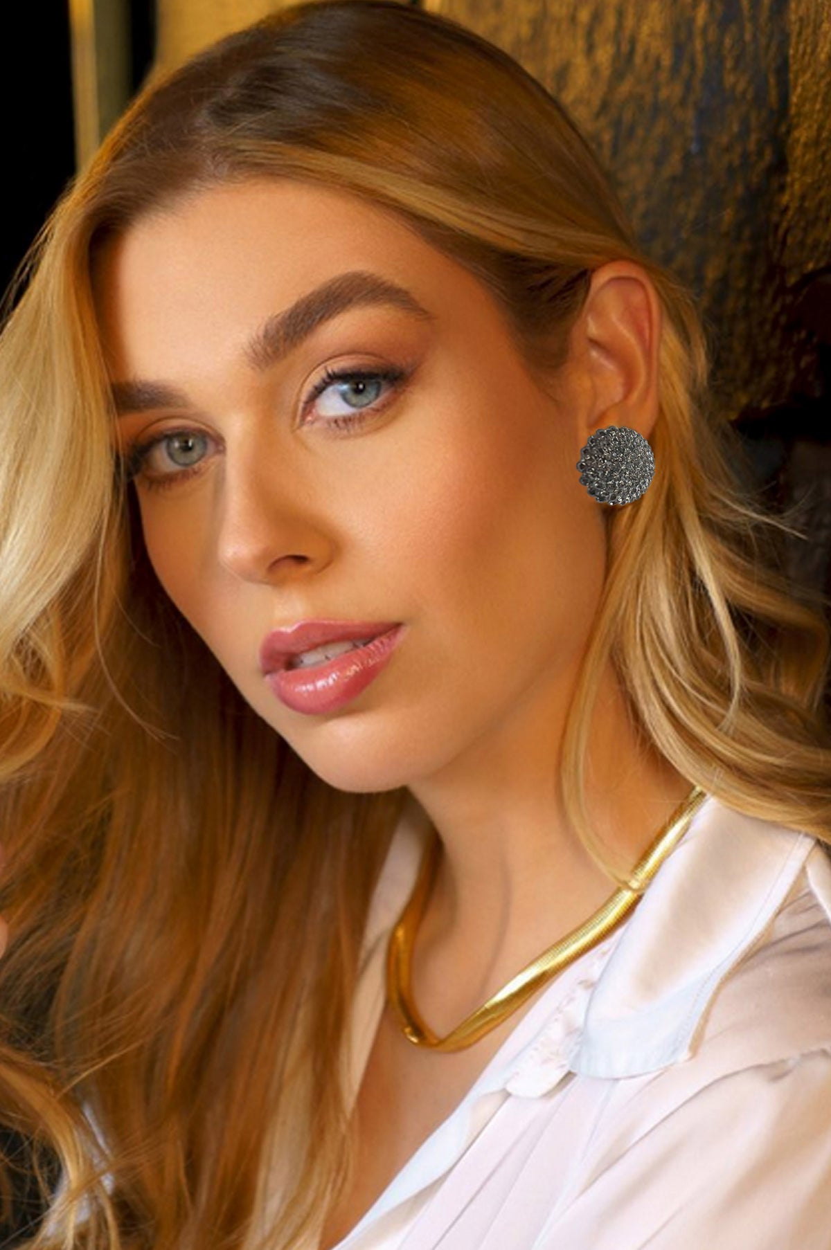 Spherelet Crystal Stud Earrings - Graphite