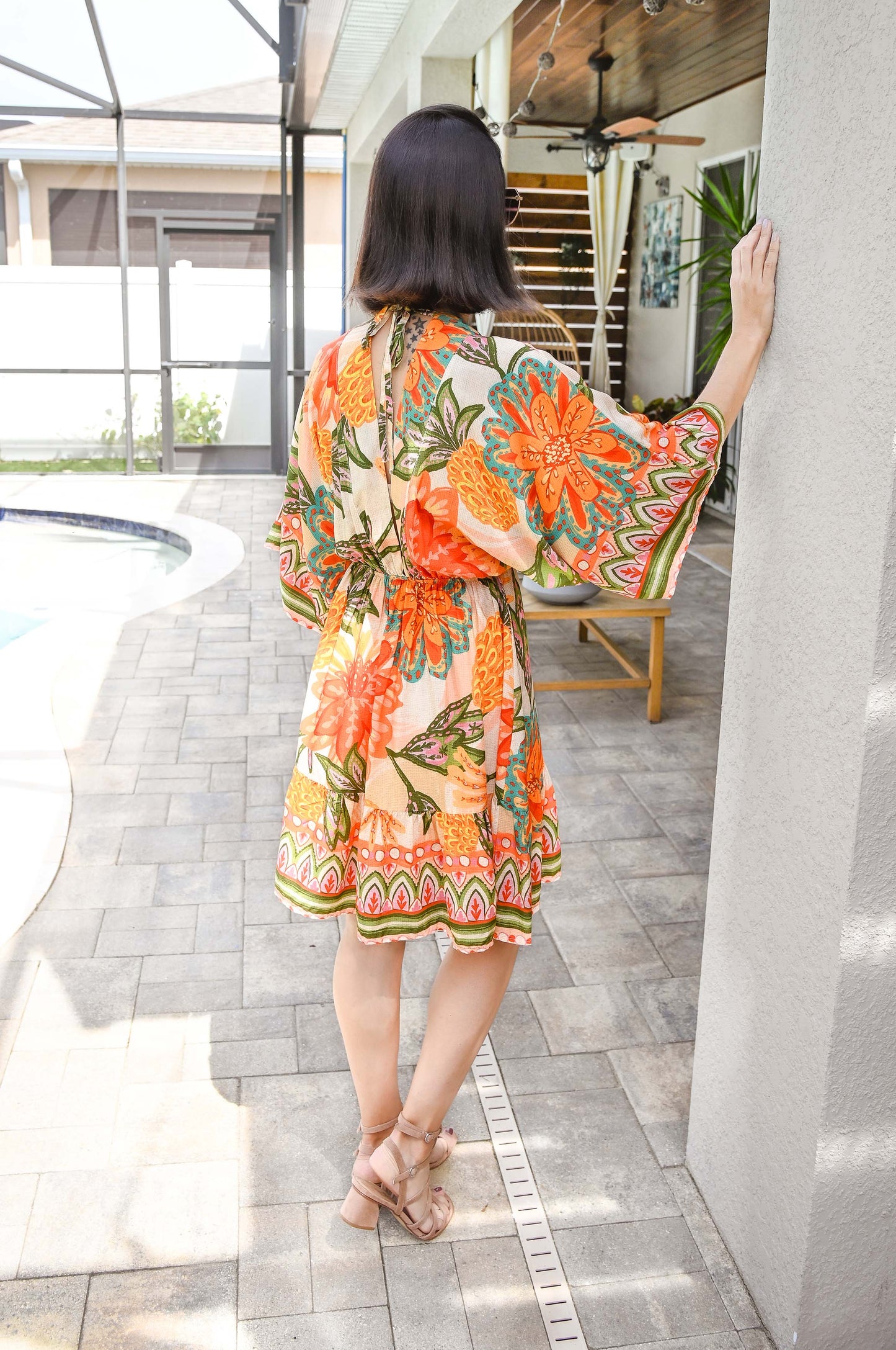 Summer Magnolias Floral Mini Dress