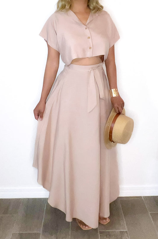 Palette Crop Top & Skirt 2-Piece Set | Beige | Outfit Sets