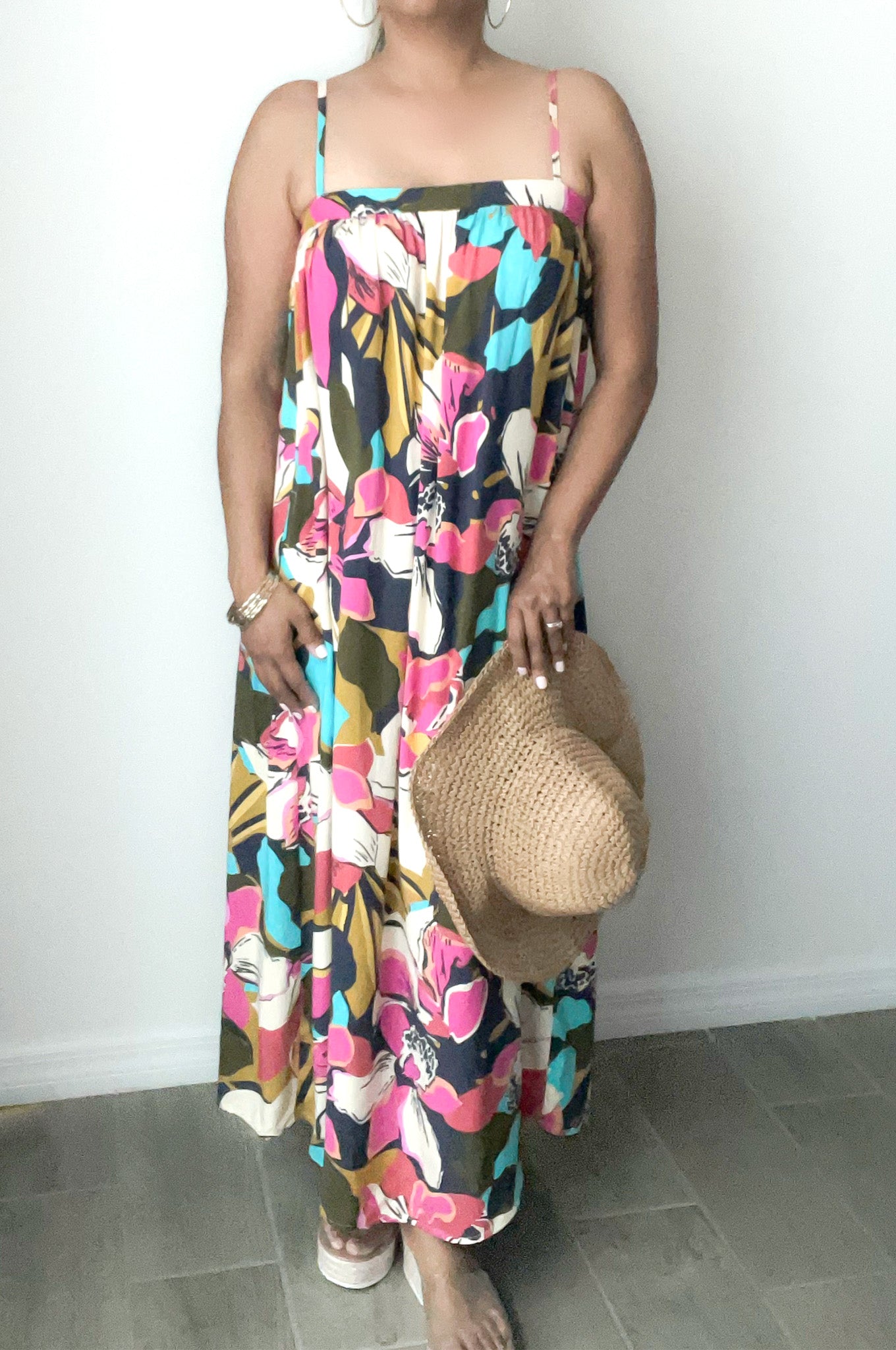 Watercolor Flowy Midi Dress