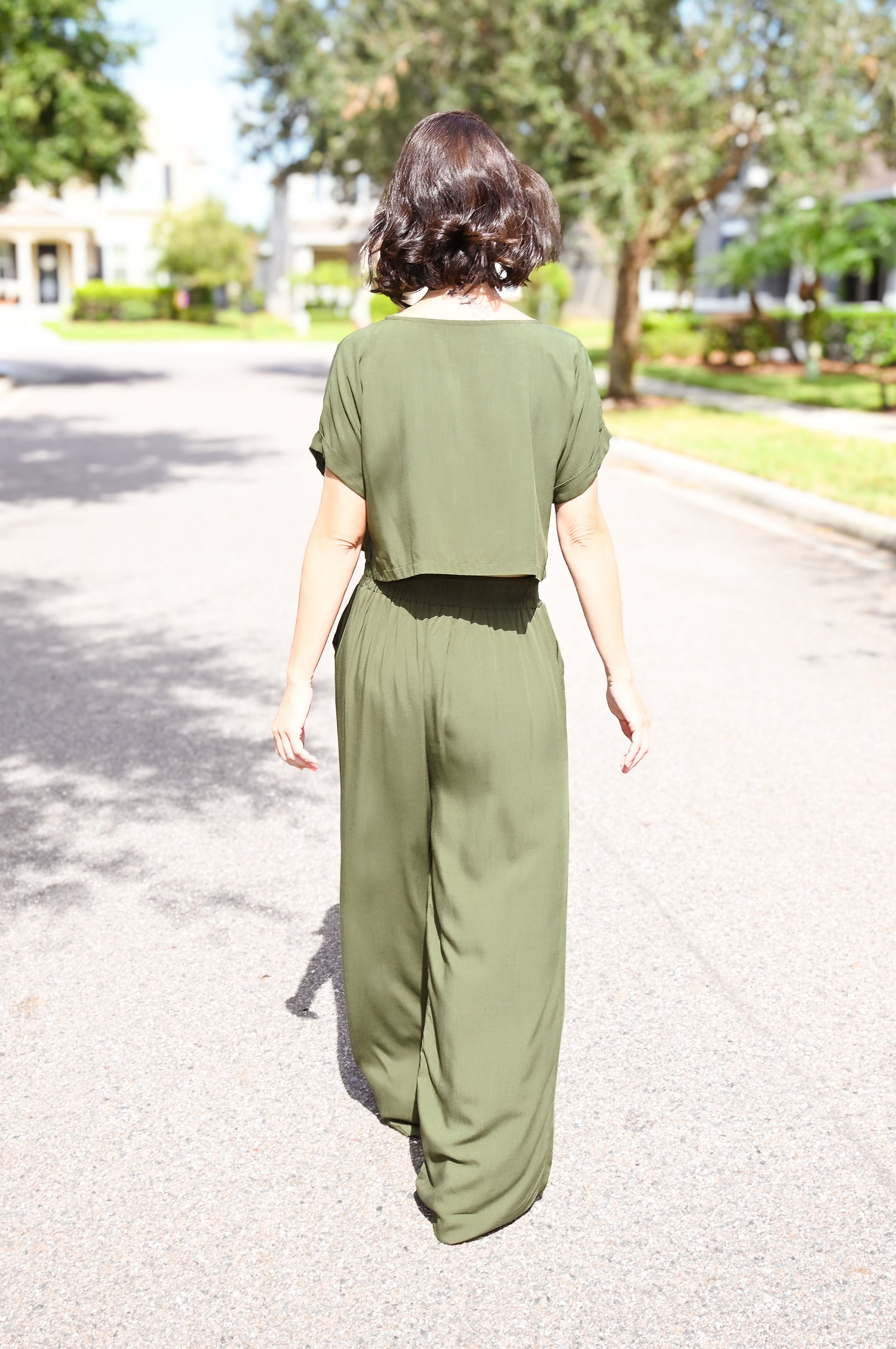 Matching Set, Co-ord Pants Set, @-Piece Set, 2-Piece Matching Set, Solid Color Matching Set, Top and Pants Set, Crop Top, Sets for Women, Matching Sets for Women, 2-Piece Set for Women, Resort Wear Apparel, Resort Wear for Women