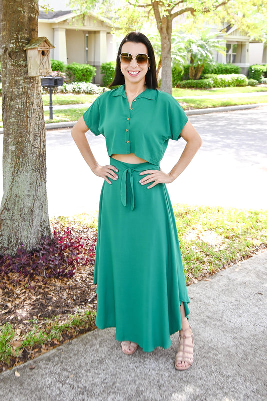 Palette Crop Top & Skirt 2-Piece Set | Green | Outfit Sets