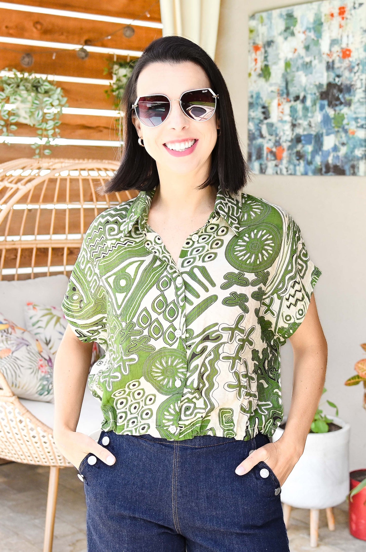 Safari Top | Olive & Cream