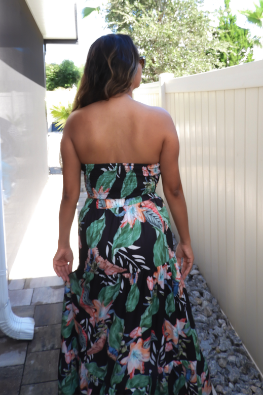 Arum Dark Floral 2-Piece Maxi Skirt Set