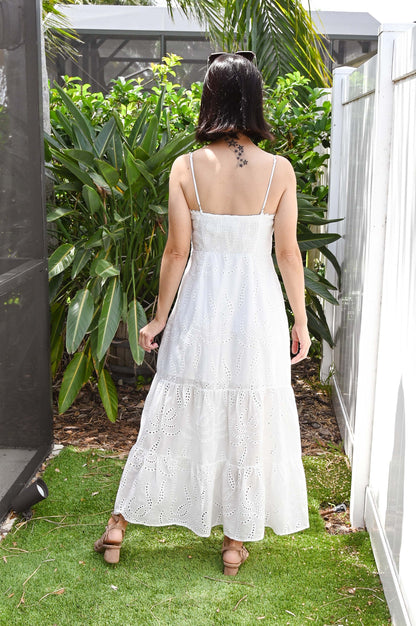 Seashell Eyelet Midi Dress | Ivory