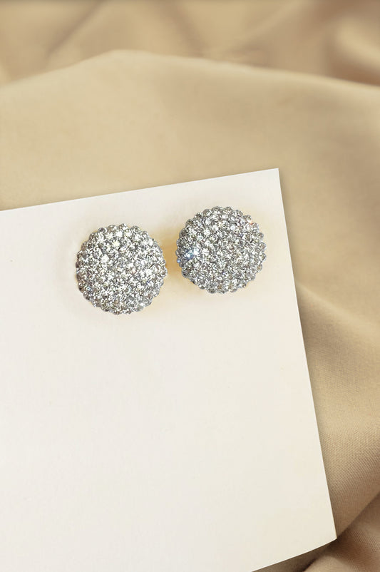 Spherelet Crystal Stud Earrings - Silver