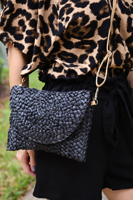Straw Flap Envelope Clutch