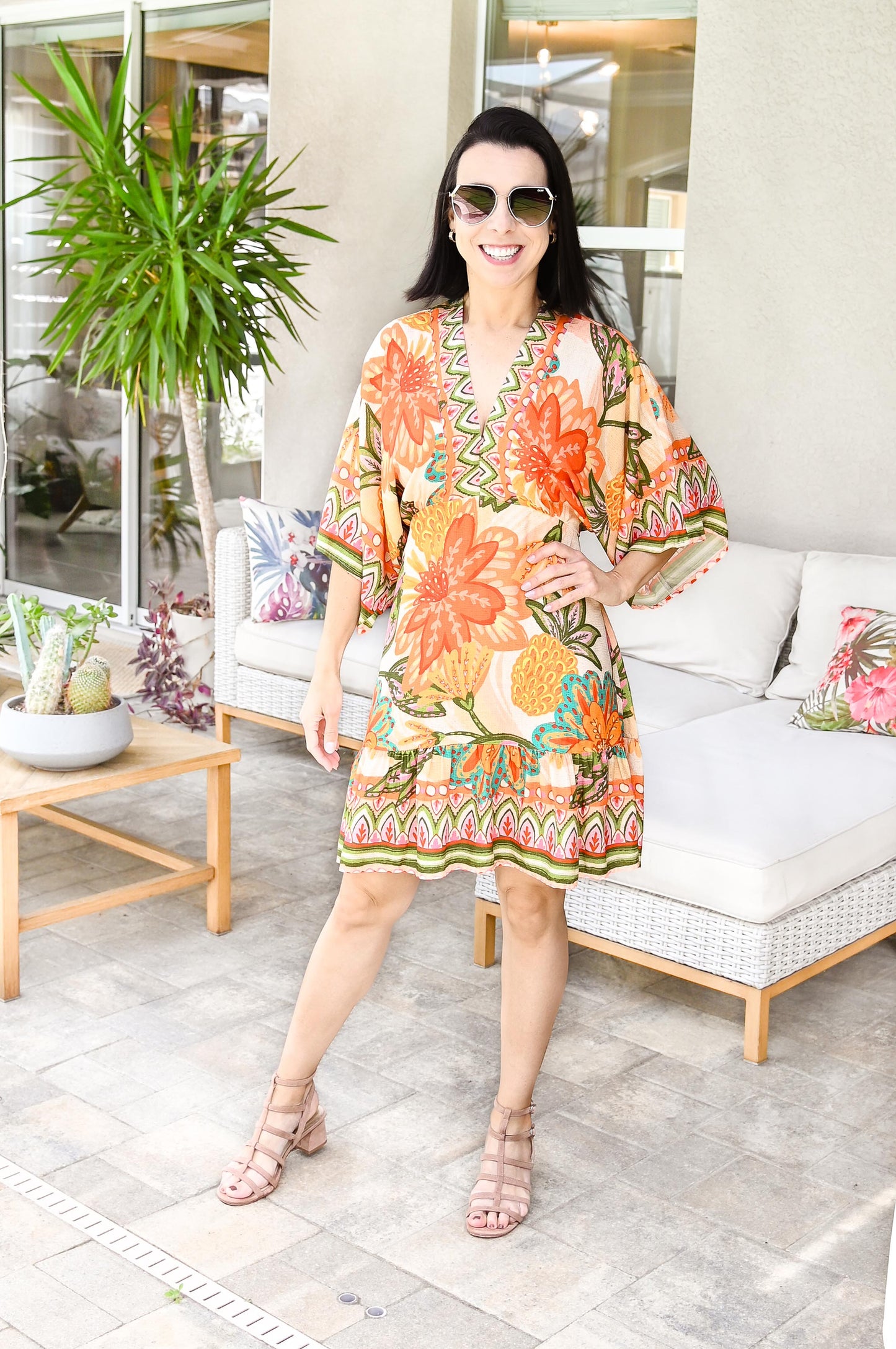 Summer Magnolias Floral Mini Dress