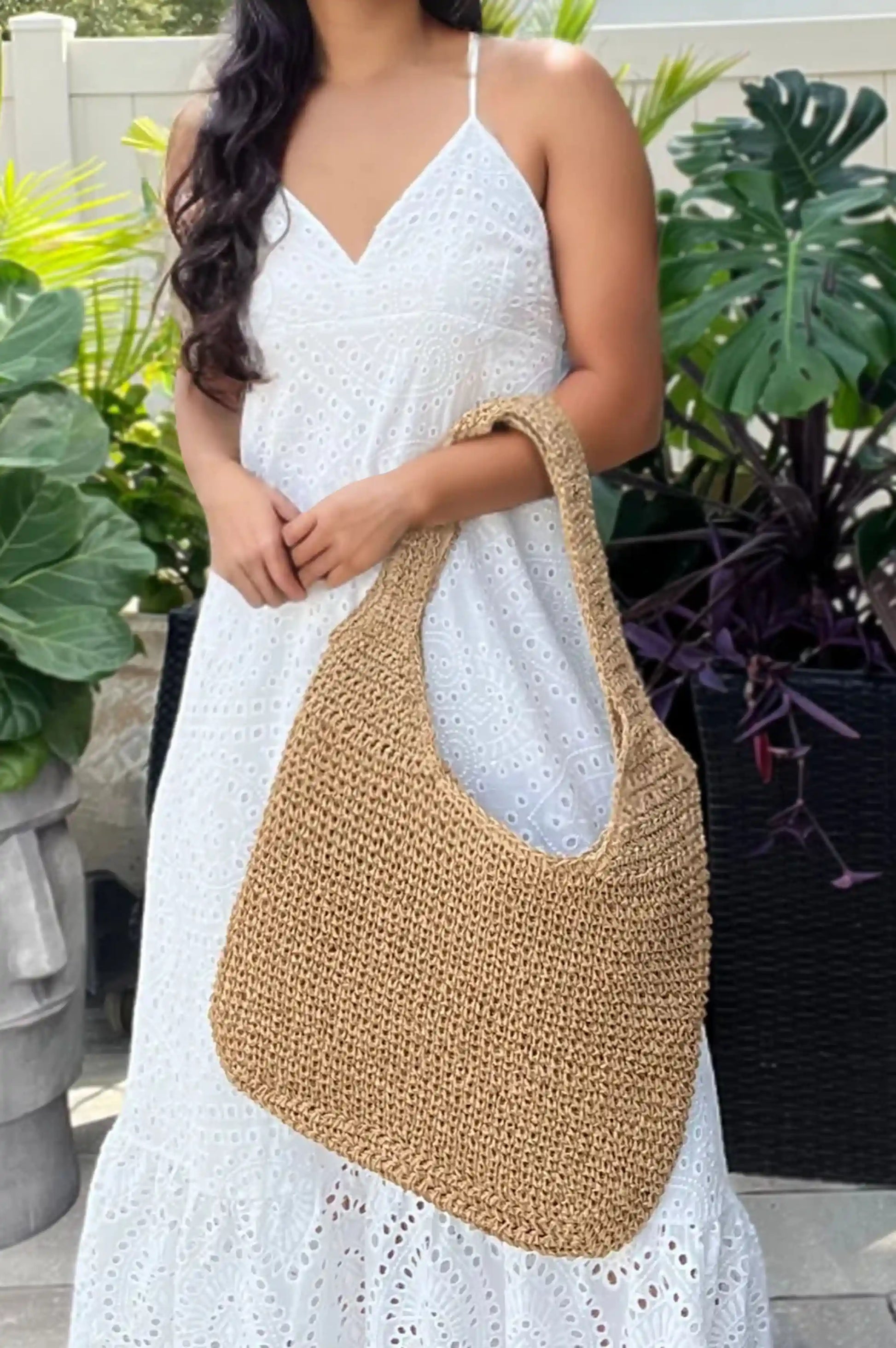 Tropicana Beach Tote Straw Bag