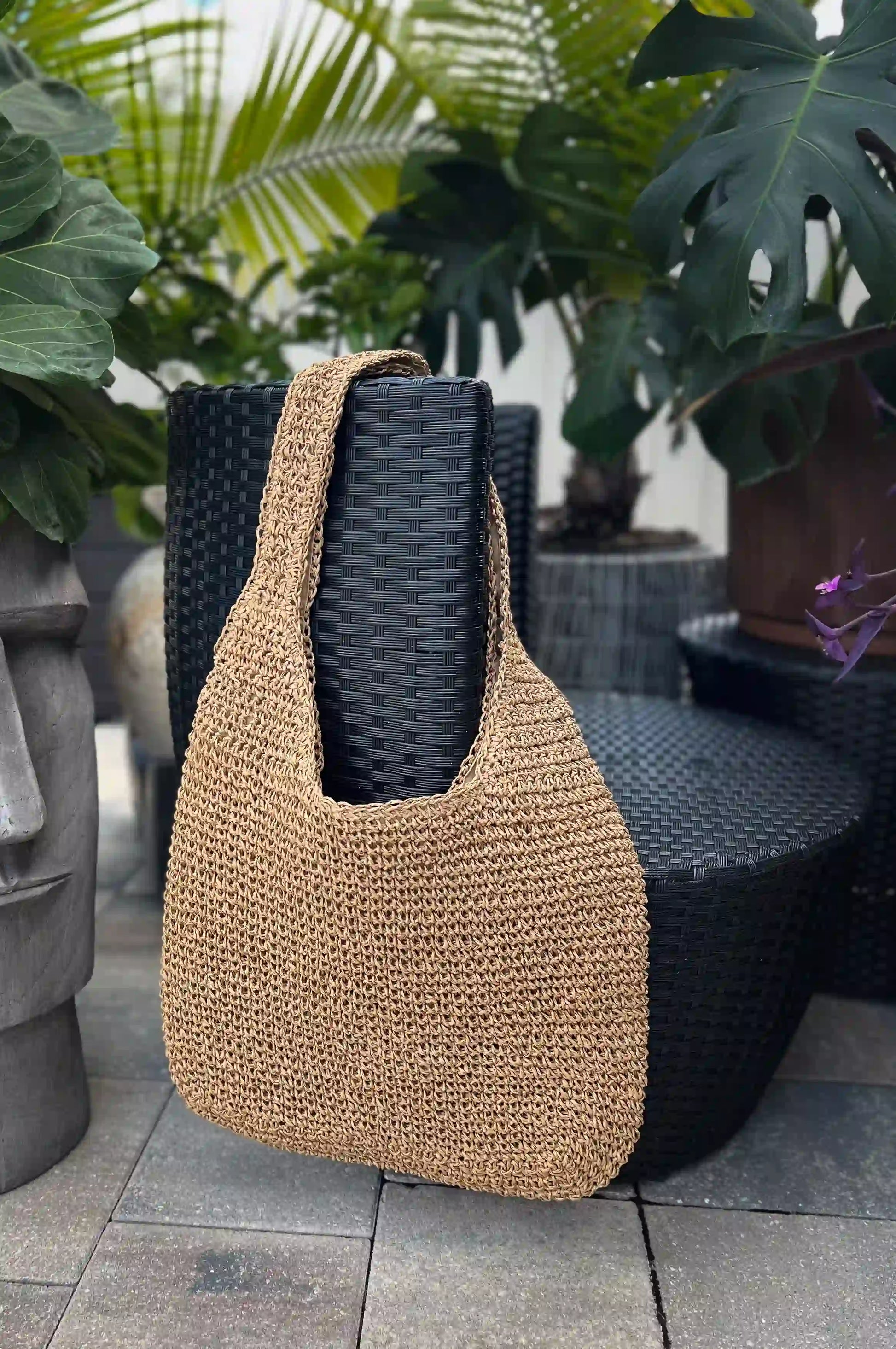 Tropicana Beach Tote Straw Bag
