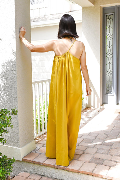 Island Asymmetric Long Dress | Mustard